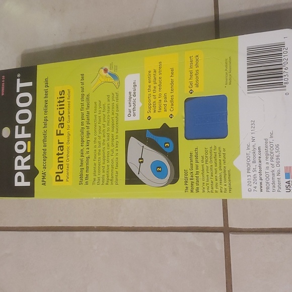 New Pro Foot Plantar Faciitis Orthotic Inserts Pair Wonens 6-10 - Picture 2 of 3